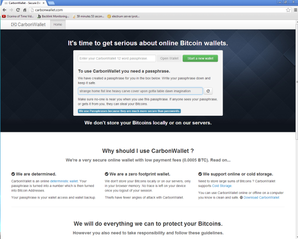 screenshot of CarbonWallet