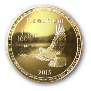 Denarium 1/100 BTC Gold Plated